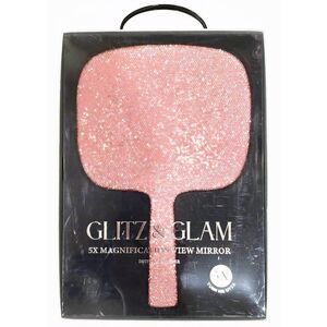 Glitz & Glam Pink Rhinestone 5X Magnification View Mirror